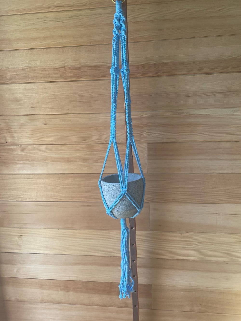 Handmade Blue Macramé Hanging Plant Holder - Home Accents Decor